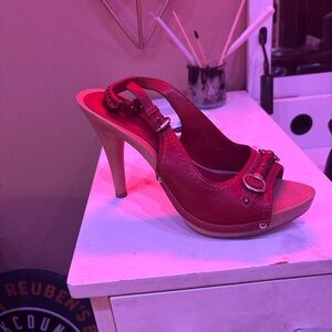 Dior Red Leather Slingback High Heel Sandal